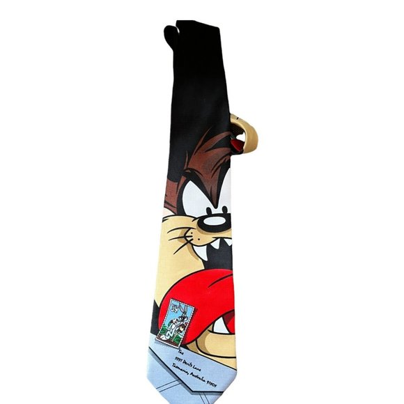 Vintage TAZ Looney Tunes Necktie Retro Stamp Collection 1997 - Picture 4 of 6